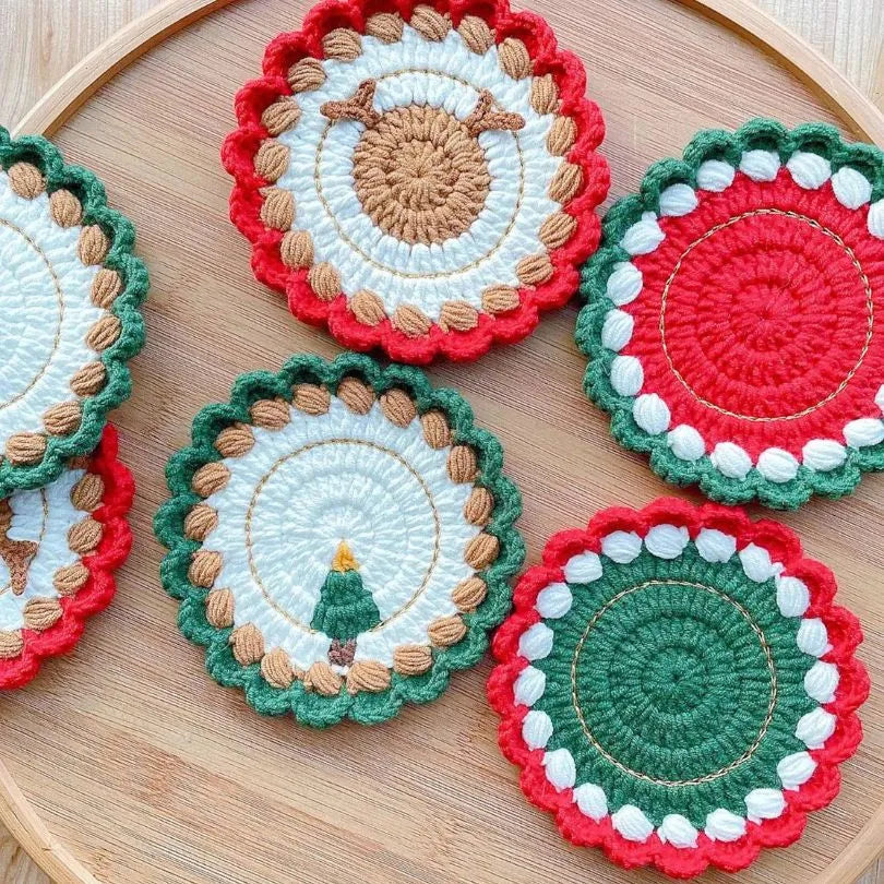 8in1 festive crochet coaster pattern