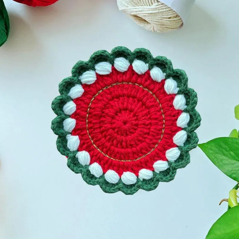 8in1 festive crochet coaster pattern