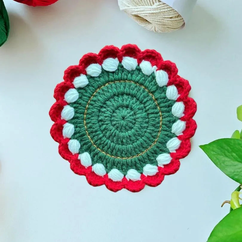 8in1 festive crochet coaster pattern