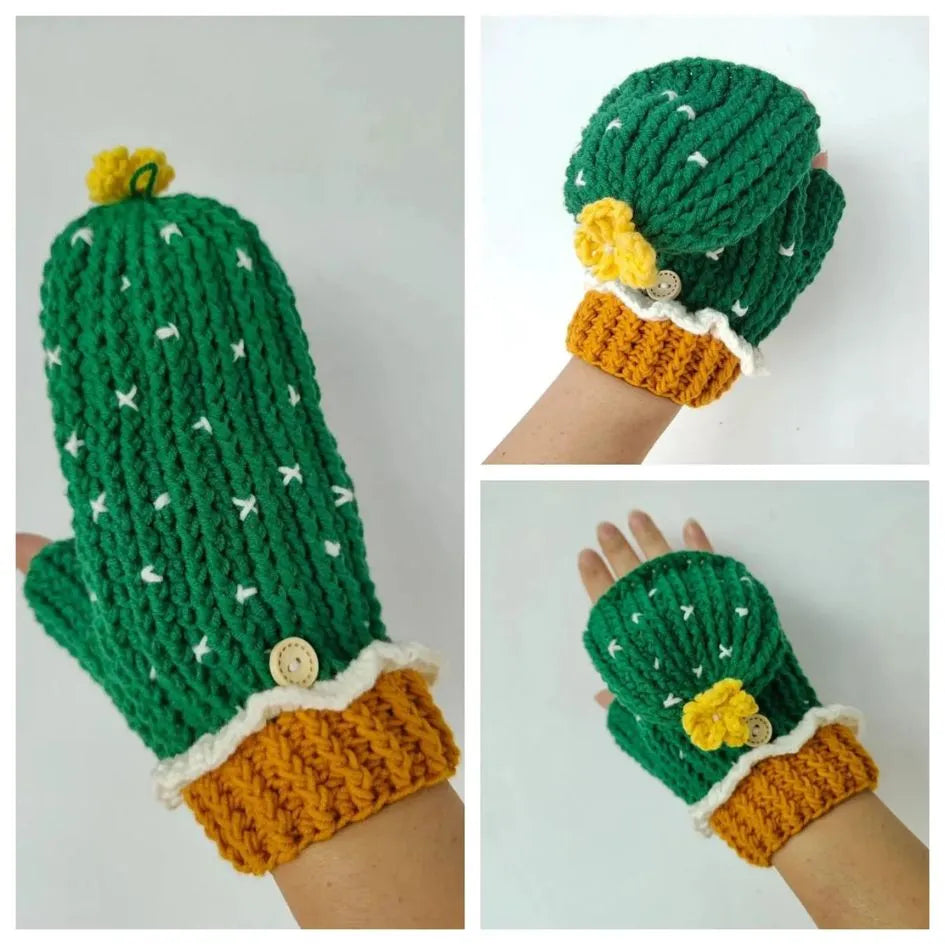 adorable cactus gloves crochet pattern