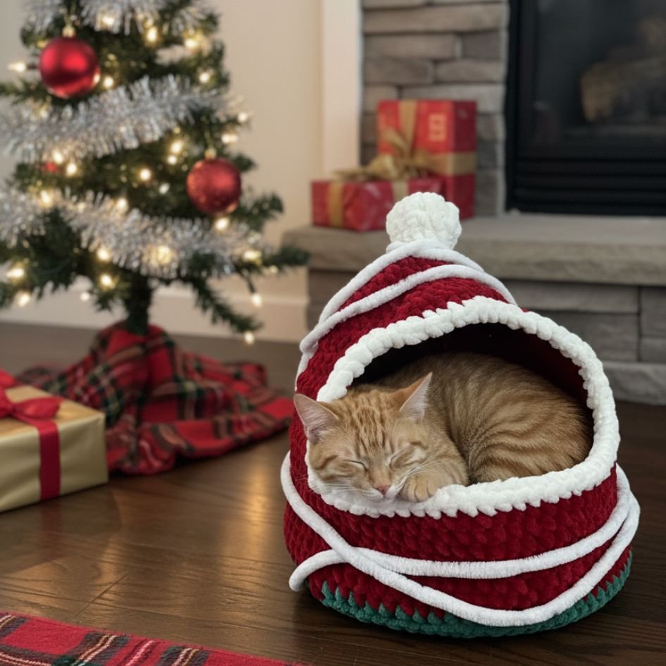 santa pod cave cat crochet pattern