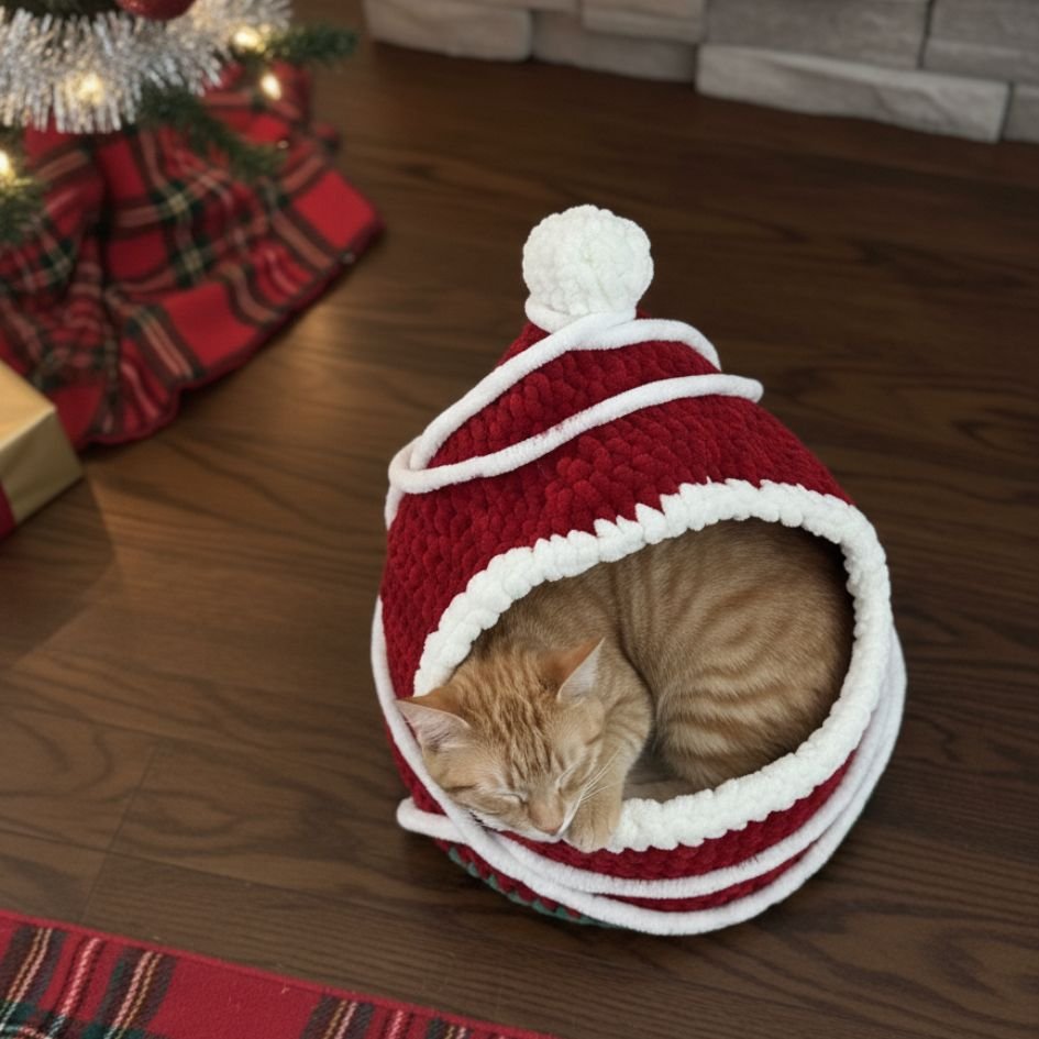 santa pod cave cat crochet pattern