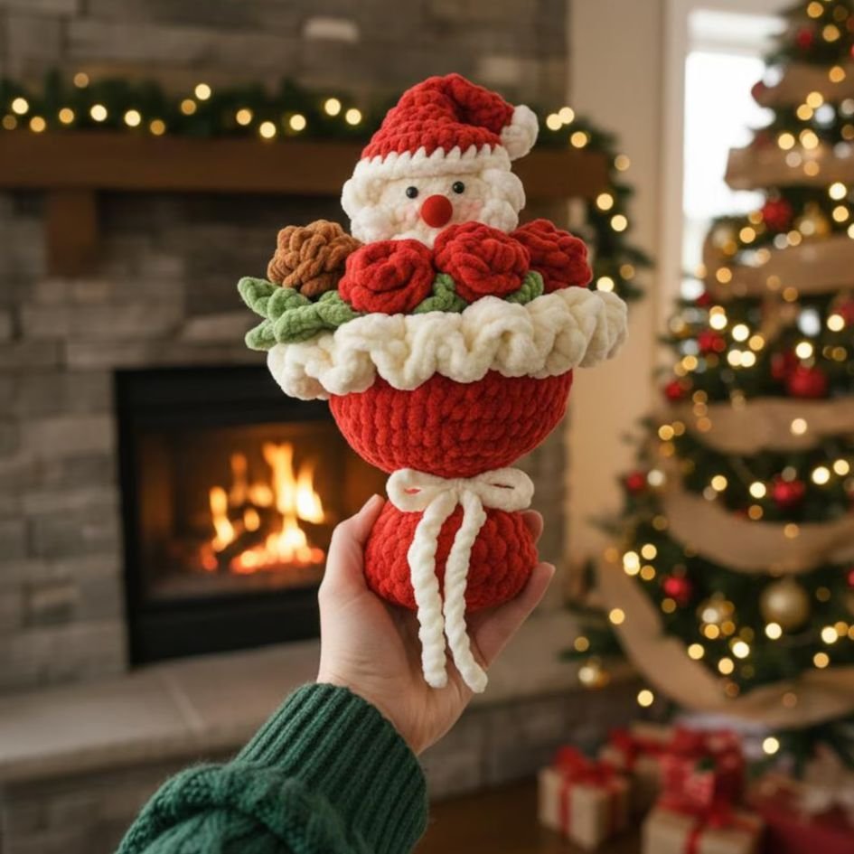 santa flower bouquet crochet pattern