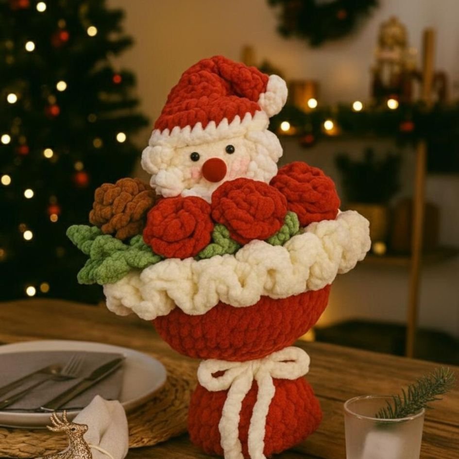 santa flower bouquet crochet pattern