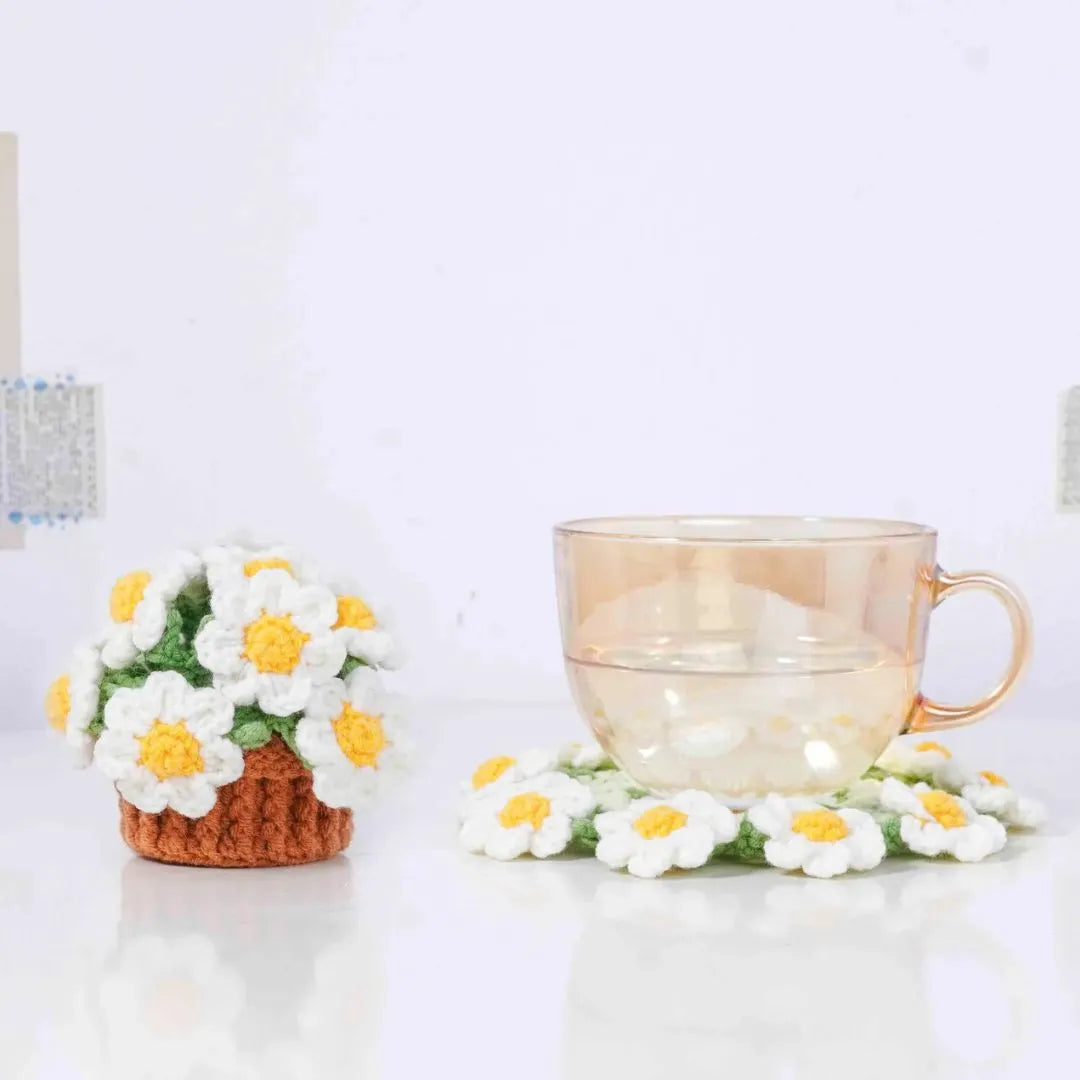 bloomy coaster pot crochet pattern bundle