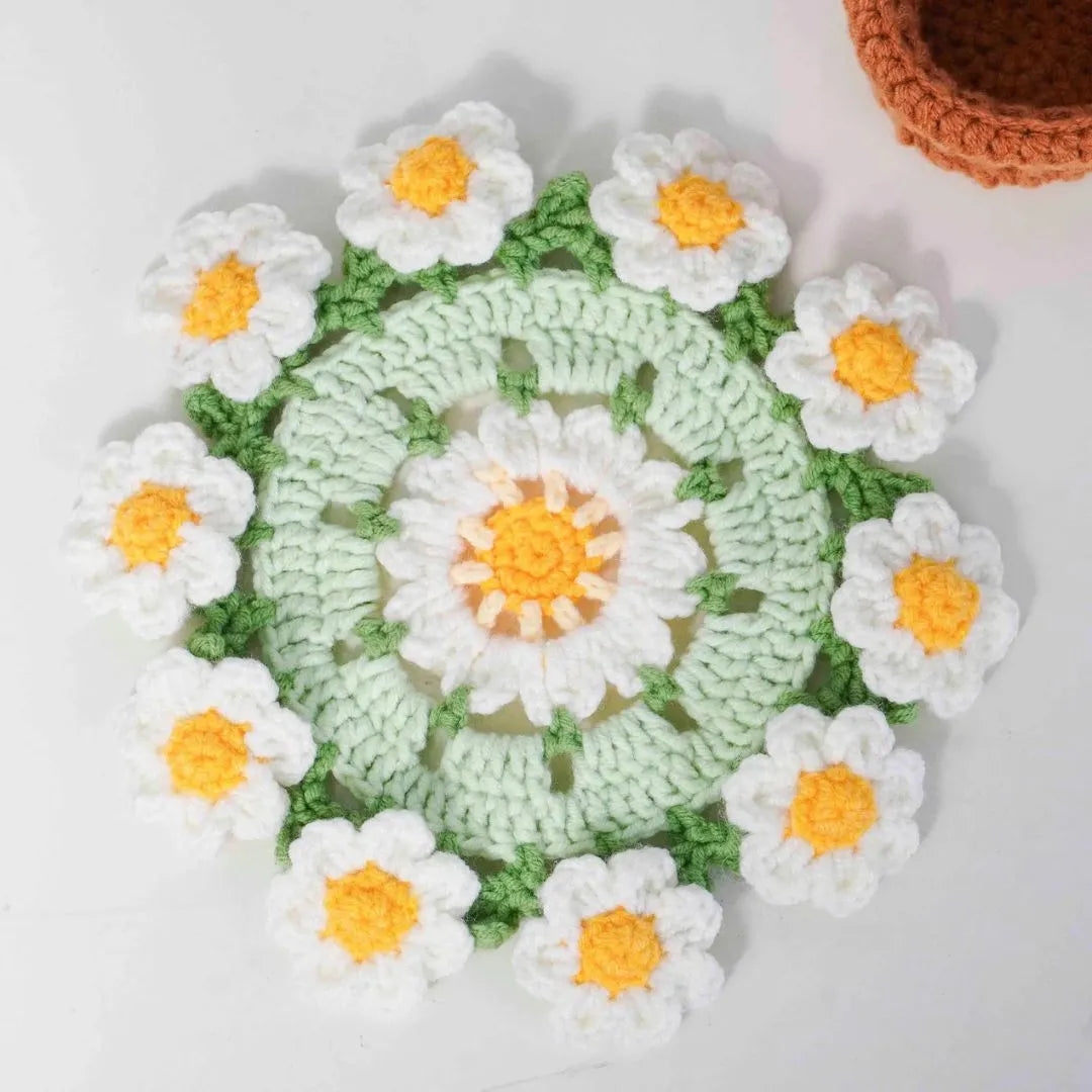 bloomy coaster pot crochet pattern bundle
