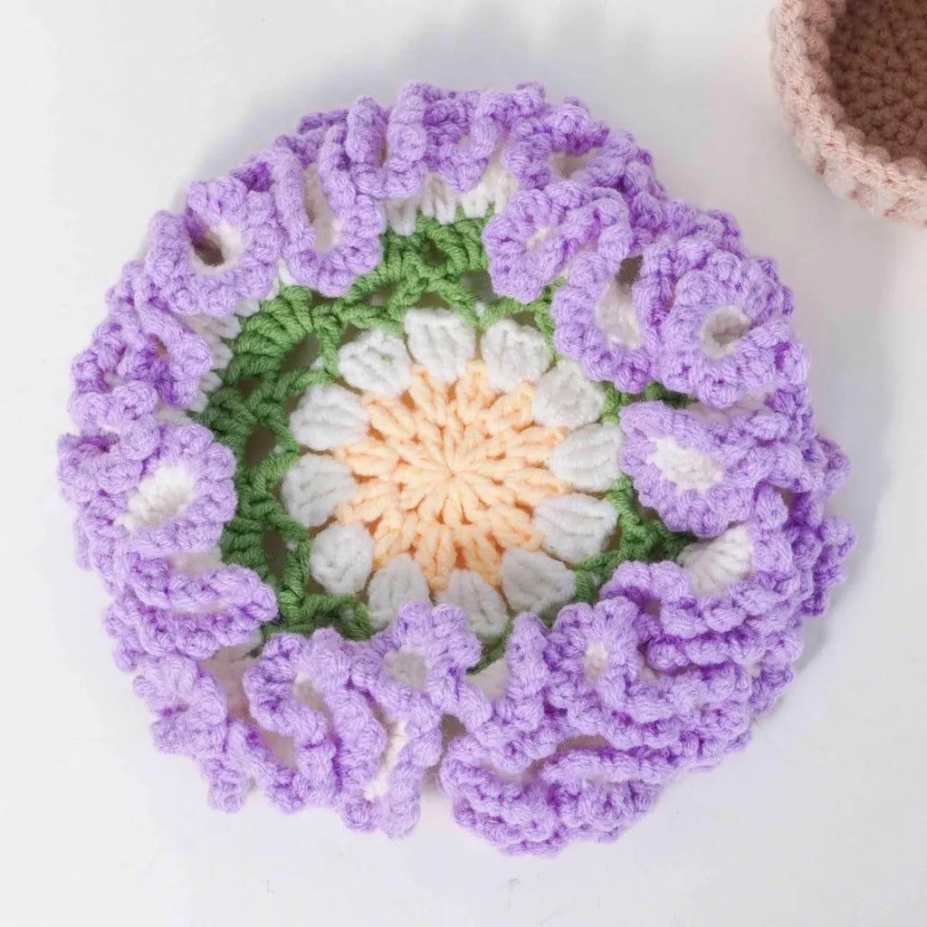 bloomy coaster pot crochet pattern bundle