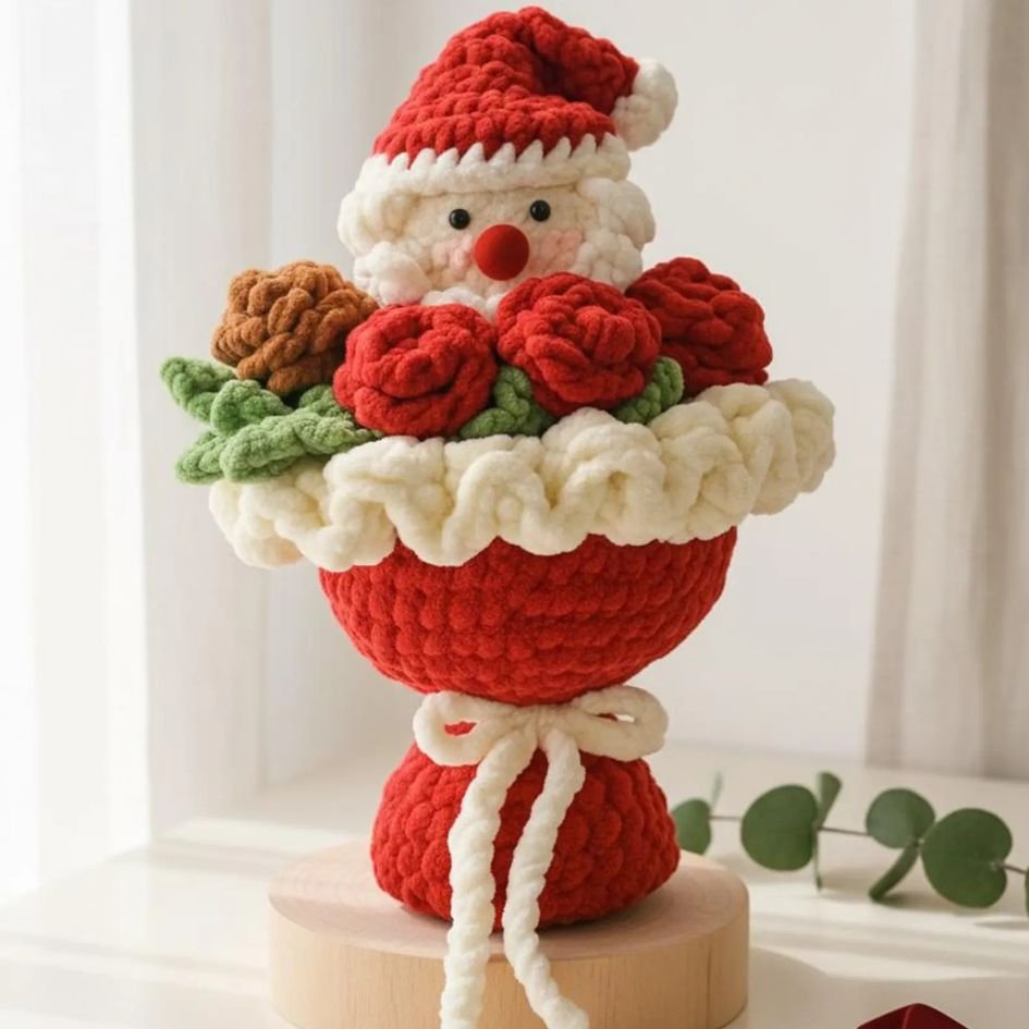 santa flower bouquet crochet pattern