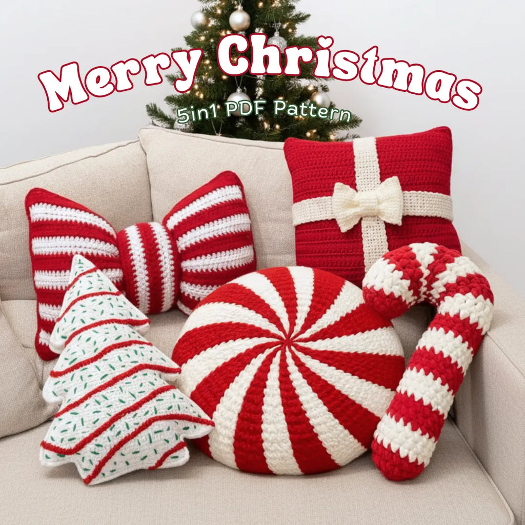 5in1 christmas crochet pillow plush bundle