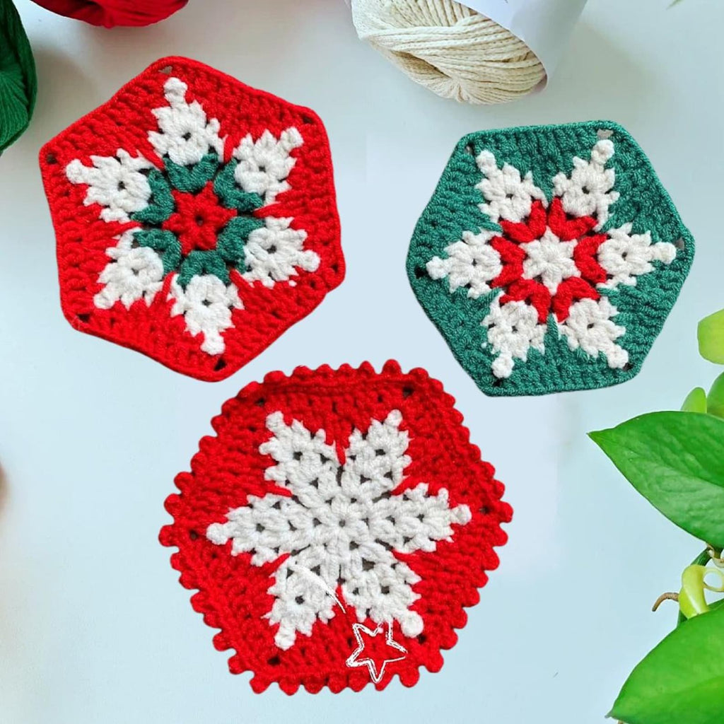 8in1 festive crochet coaster pattern