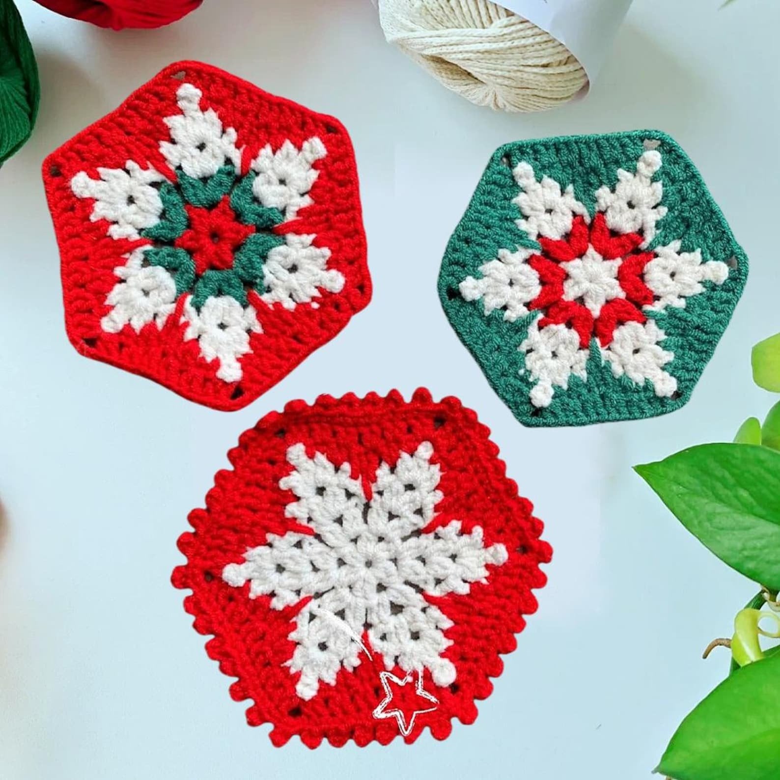 8in1 festive crochet coaster pattern